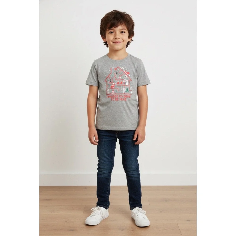 Epic Threads Kids T Shirt Gray Graphic Tee I Paused My Game‎ To Be Here, Size 2T - Picture 7 of 7